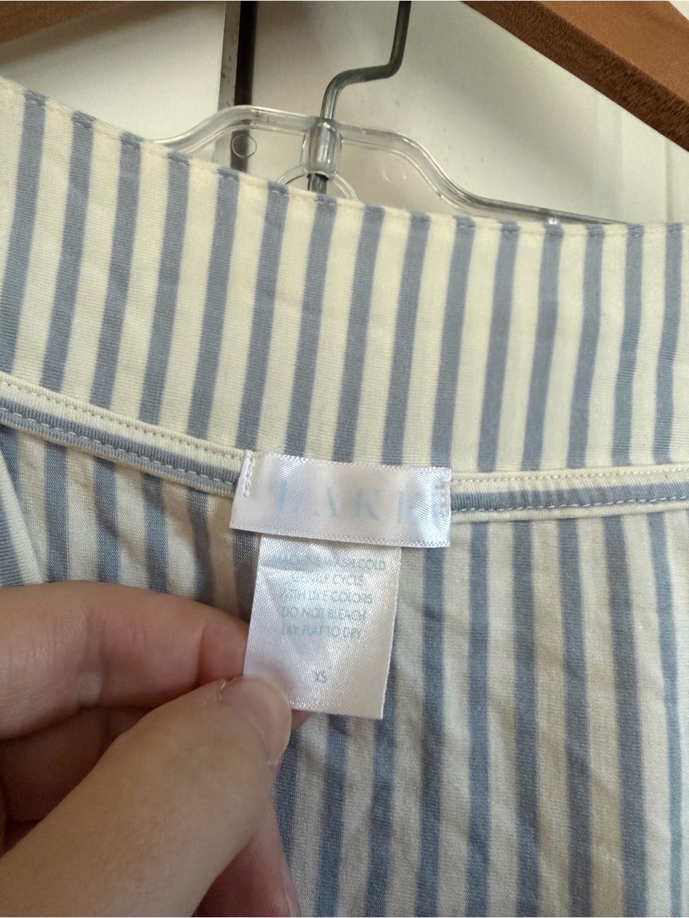 LAKE Striped Light Blue Kimono Pajama Set with Tie-Waist XS - Picture 8 of 9